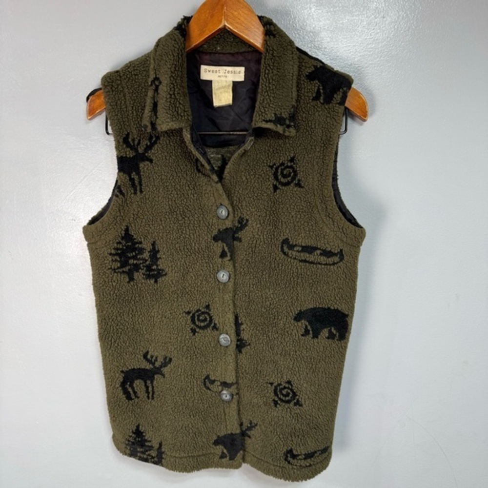 Vintage Sweet Jessie Women’s Sherpa Fleece Vest Sweater sz M